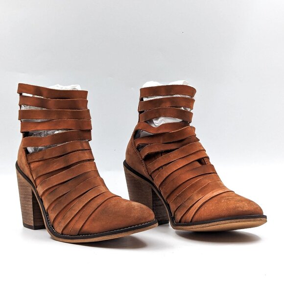 Free People Shoes - Free People Wmn Carrera Brown Distressed Leather Summer Strap Boots 8.5US EUR39